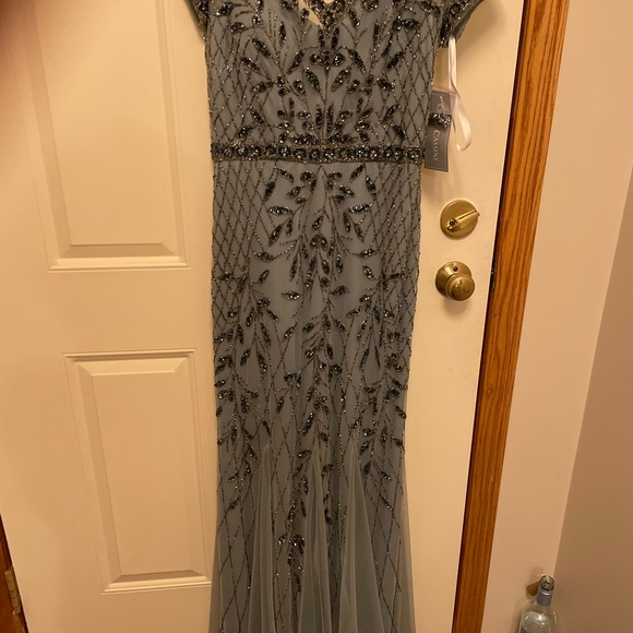NWT SIZE 4 SYLVEE OLEG CASSINI SAGE GOWN - Picture 5 of 9